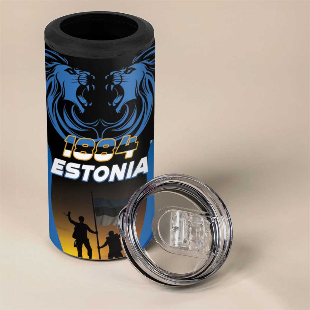Custom Estonia National Flag Day 4 in 1 Can Cooler Tumbler Mu isamaa, mu onn ja room
