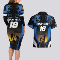 Custom Estonia National Flag Day Couples Matching Long Sleeve Bodycon Dress and Hawaiian Shirt Mu isamaa, mu onn ja room