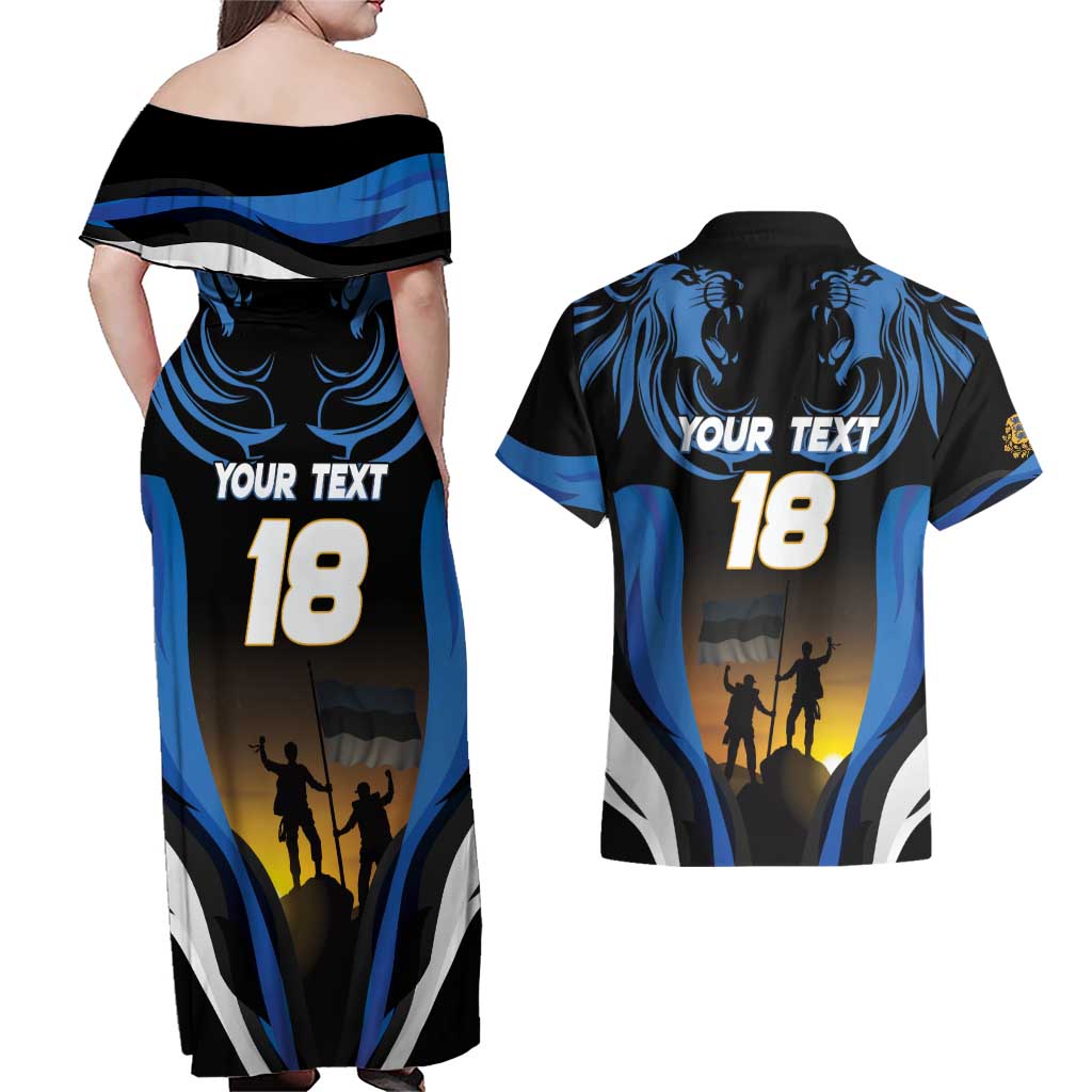 Custom Estonia National Flag Day Couples Matching Off Shoulder Maxi Dress and Hawaiian Shirt Mu isamaa, mu onn ja room