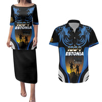 Custom Estonia National Flag Day Couples Matching Puletasi and Hawaiian Shirt Mu isamaa, mu onn ja room