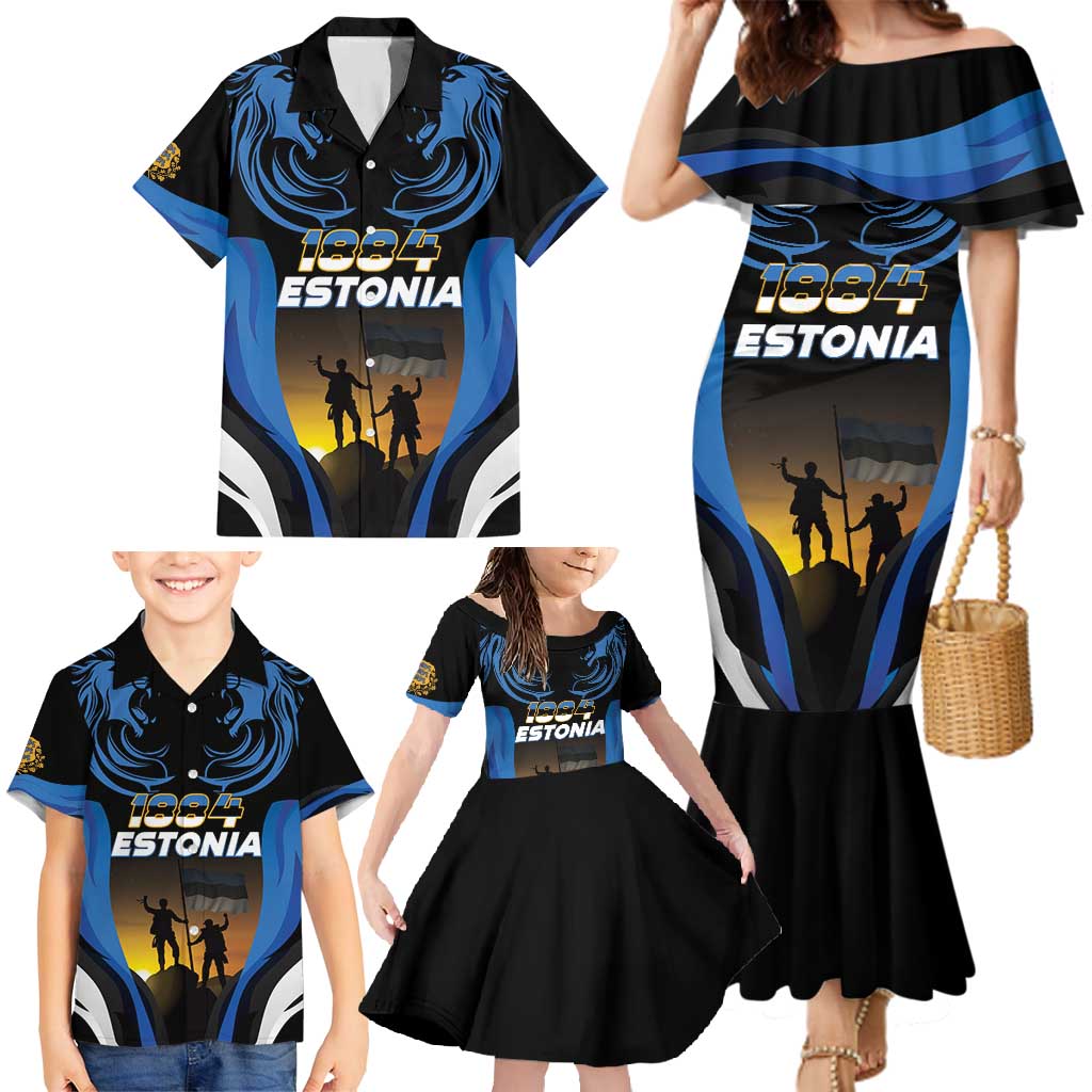 Custom Estonia National Flag Day Family Matching Mermaid Dress and Hawaiian Shirt Mu isamaa, mu onn ja room
