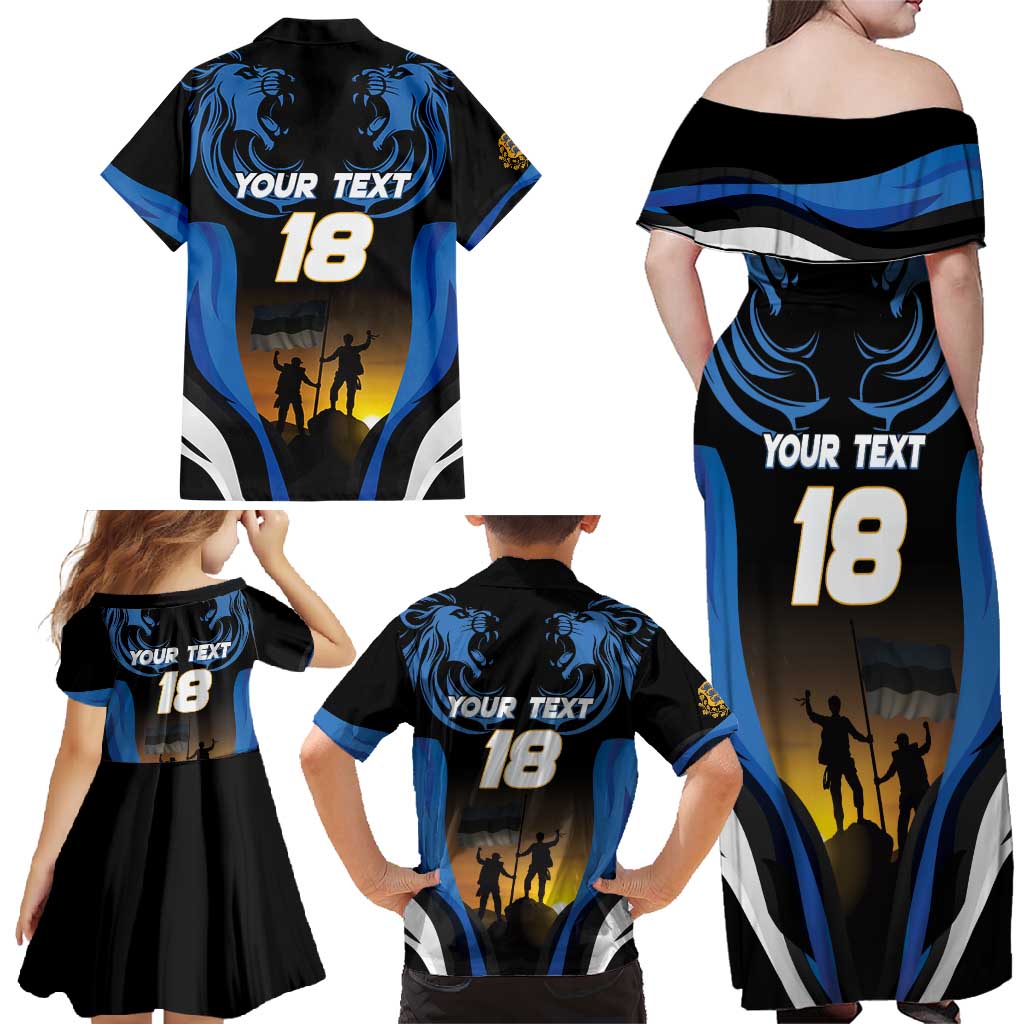 Custom Estonia National Flag Day Family Matching Off Shoulder Maxi Dress and Hawaiian Shirt Mu isamaa, mu onn ja room