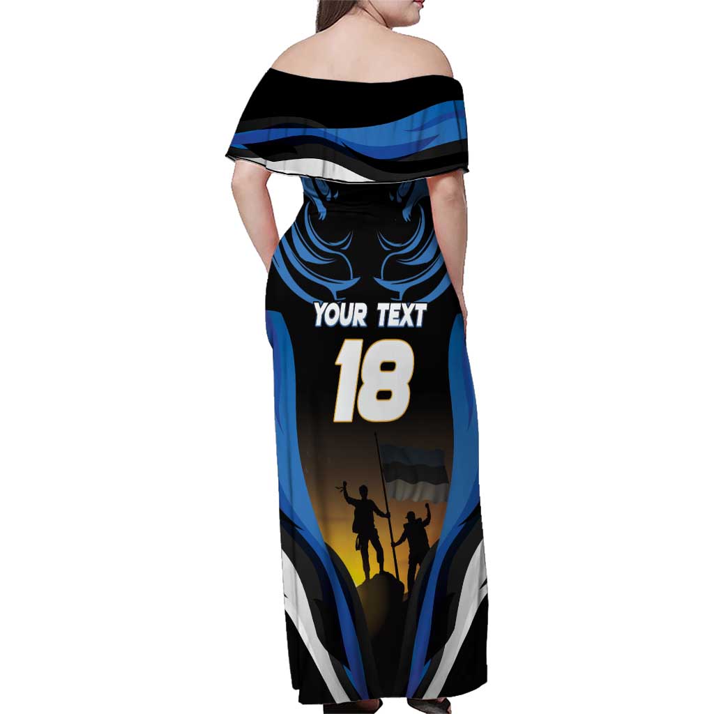 Custom Estonia National Flag Day Family Matching Off Shoulder Maxi Dress and Hawaiian Shirt Mu isamaa, mu onn ja room