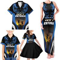 Custom Estonia National Flag Day Family Matching Tank Maxi Dress and Hawaiian Shirt Mu isamaa, mu onn ja room