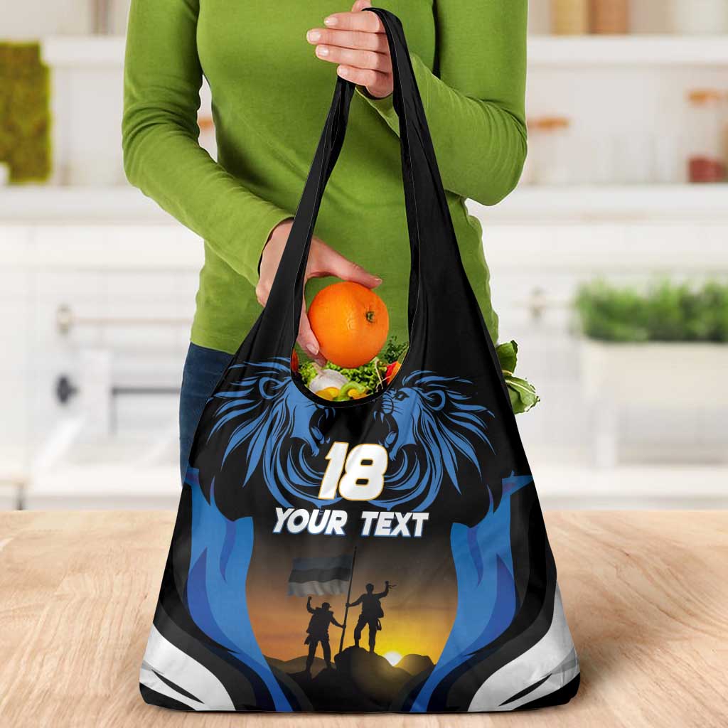 Custom Estonia National Flag Day Grocery Bag Mu isamaa, mu onn ja room