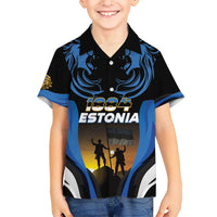 Custom Estonia National Flag Day Kid Hawaiian Shirt Mu isamaa, mu onn ja room