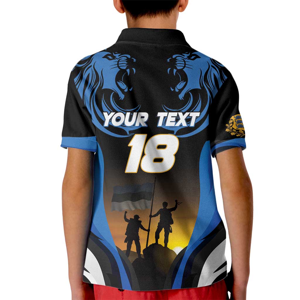 Custom Estonia National Flag Day Kid Polo Shirt Mu isamaa, mu onn ja room