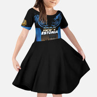 Custom Estonia National Flag Day Kid Short Sleeve Dress Mu isamaa, mu onn ja room