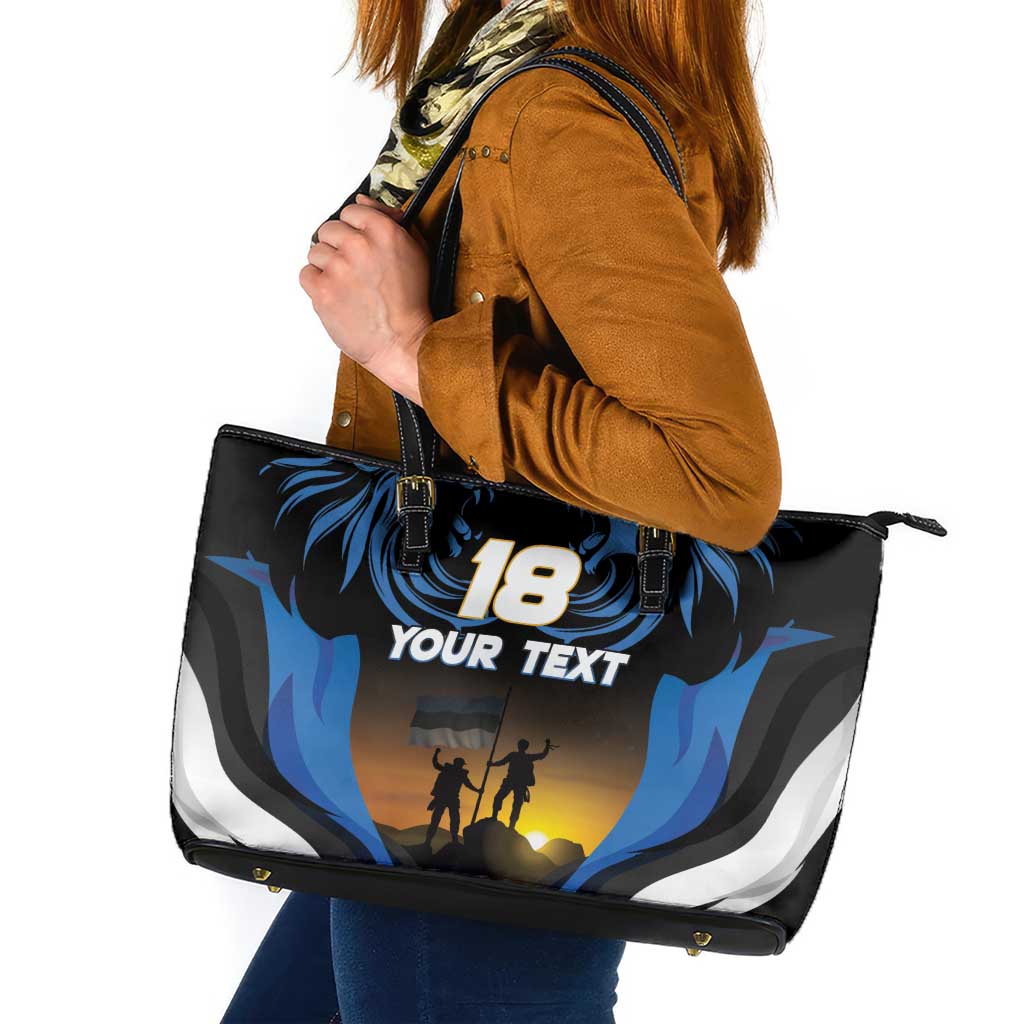 Custom Estonia National Flag Day Leather Tote Bag Mu isamaa, mu onn ja room