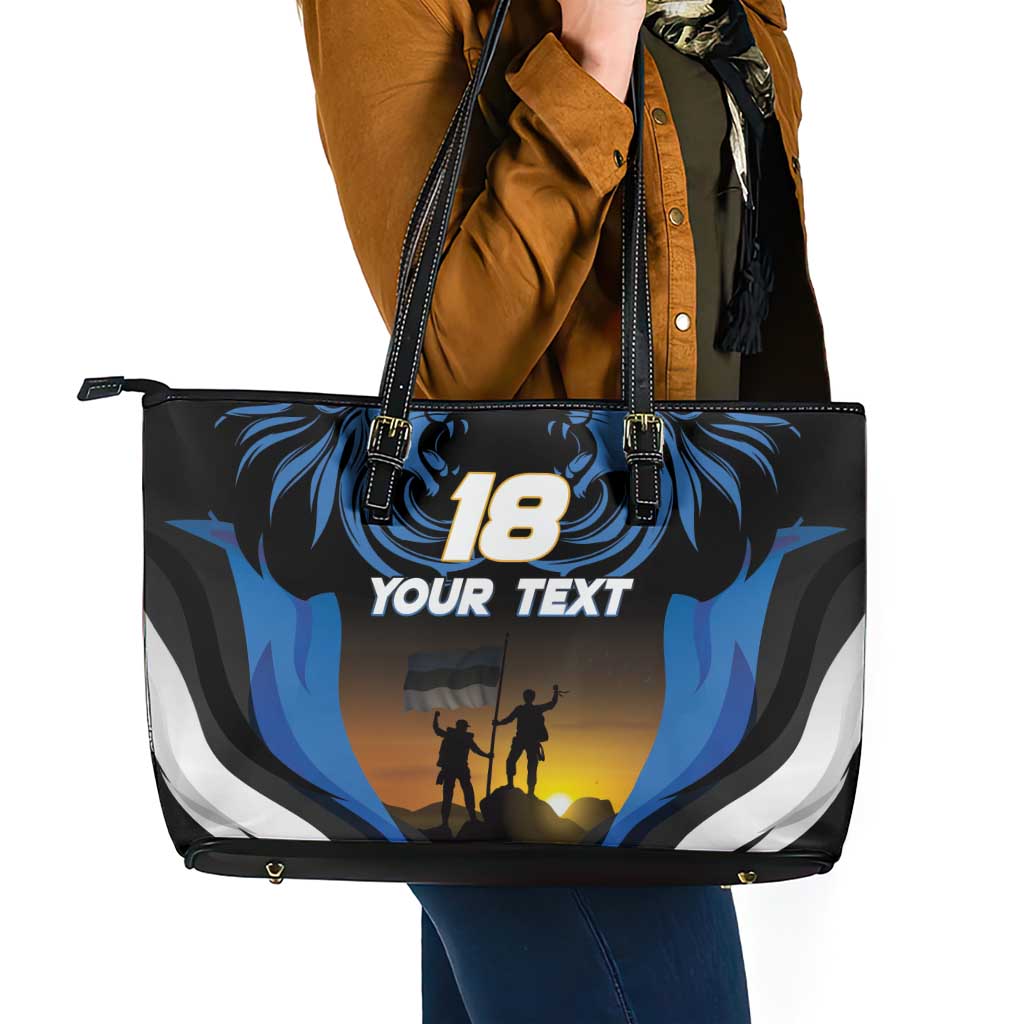 Custom Estonia National Flag Day Leather Tote Bag Mu isamaa, mu onn ja room