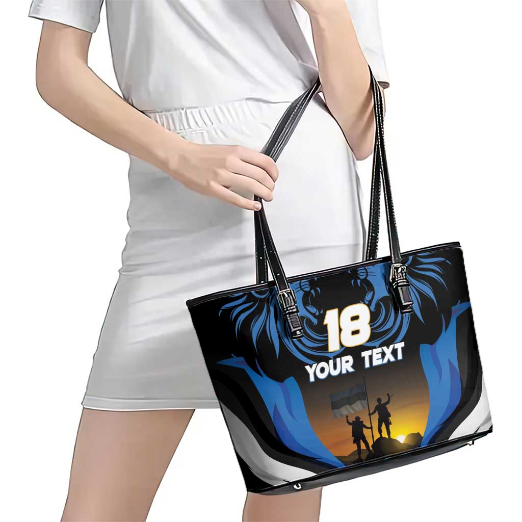 Custom Estonia National Flag Day Leather Tote Bag Mu isamaa, mu onn ja room