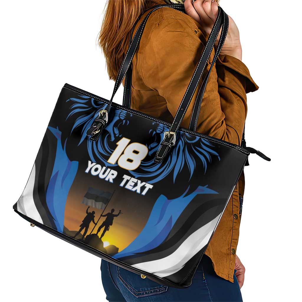 Custom Estonia National Flag Day Leather Tote Bag Mu isamaa, mu onn ja room