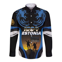 Custom Estonia National Flag Day Long Sleeve Button Shirt Mu isamaa, mu onn ja room