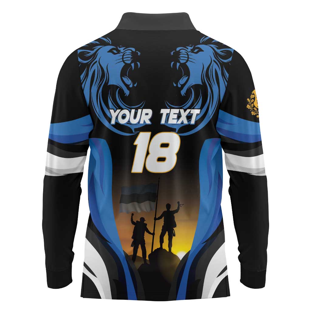 Custom Estonia National Flag Day Long Sleeve Polo Shirt Mu isamaa, mu onn ja room