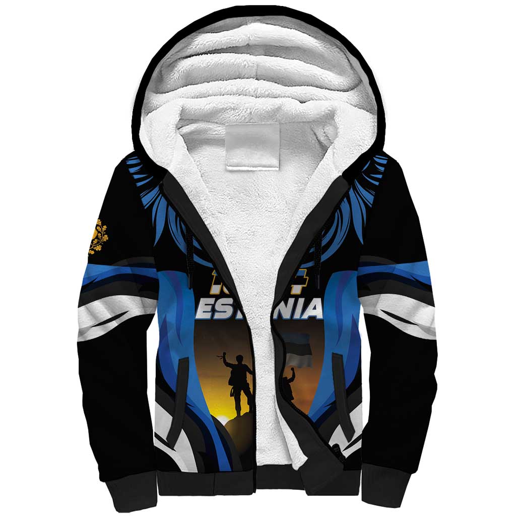 Custom Estonia National Flag Day Sherpa Hoodie Mu isamaa, mu onn ja room