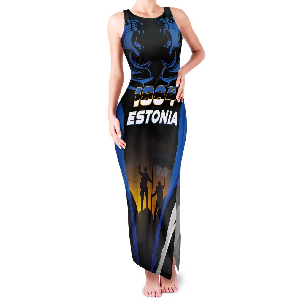 Custom Estonia National Flag Day Tank Maxi Dress Mu isamaa, mu onn ja room