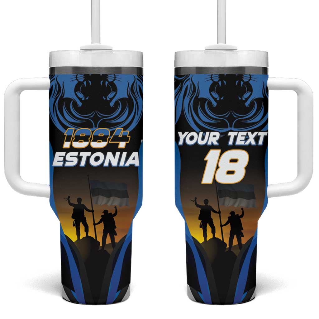 Custom Estonia National Flag Day Tumbler With Handle Mu isamaa, mu onn ja room