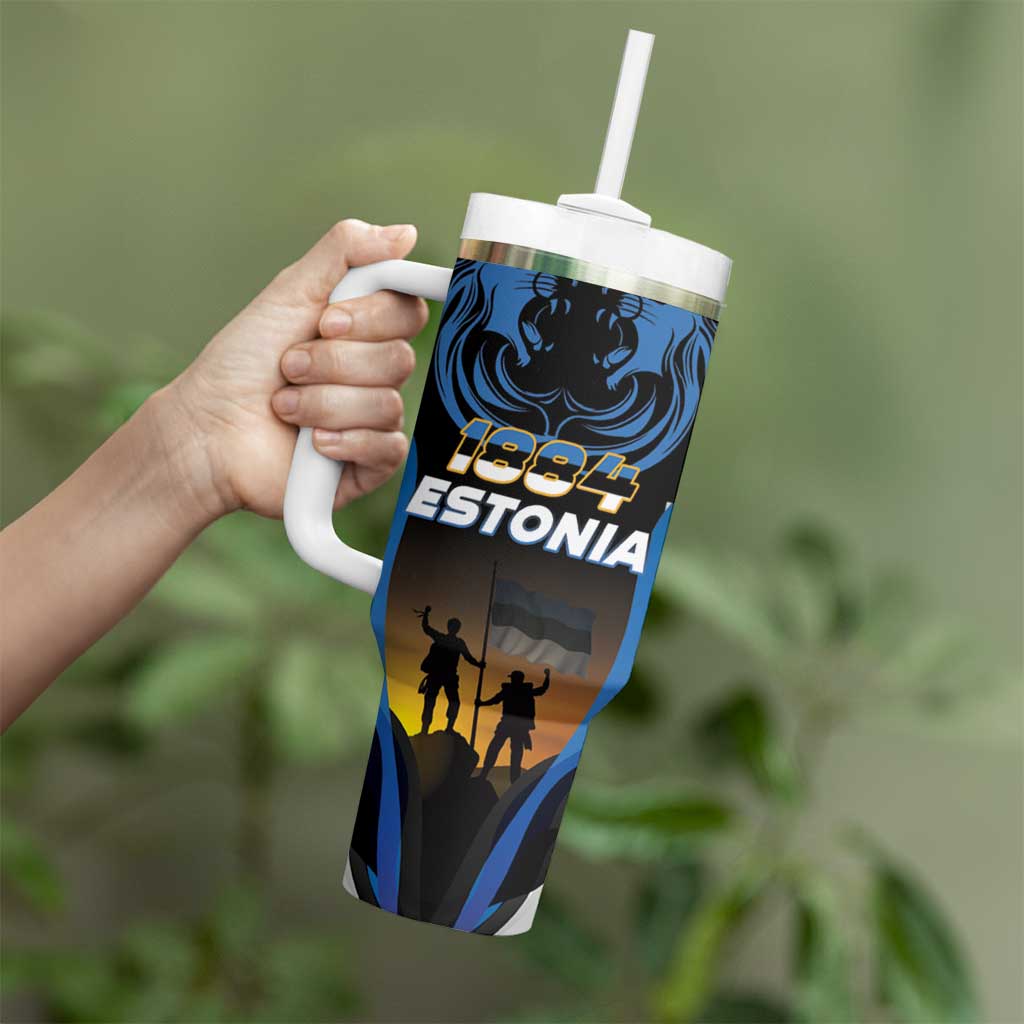Custom Estonia National Flag Day Tumbler With Handle Mu isamaa, mu onn ja room
