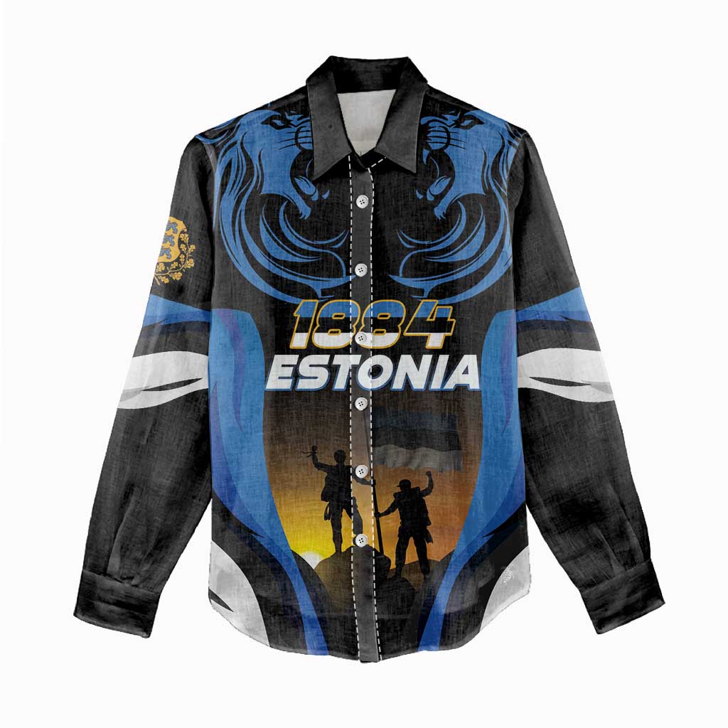 Custom Estonia National Flag Day Women Casual Shirt Mu isamaa, mu onn ja room