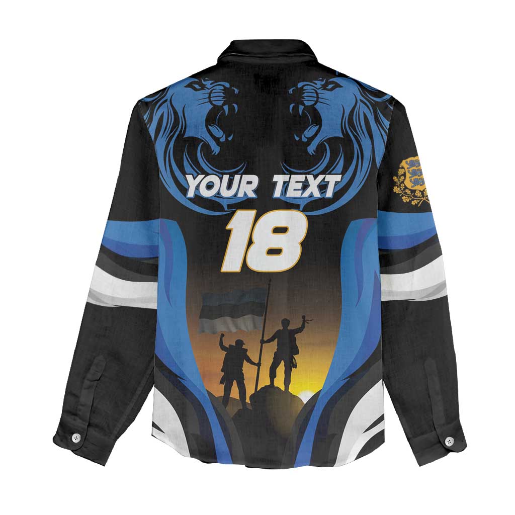 Custom Estonia National Flag Day Women Casual Shirt Mu isamaa, mu onn ja room