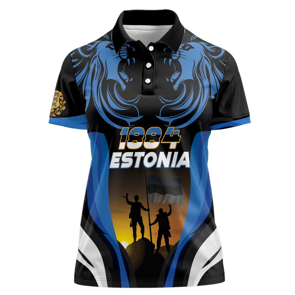 Custom Estonia National Flag Day Women Polo Shirt Mu isamaa, mu onn ja room