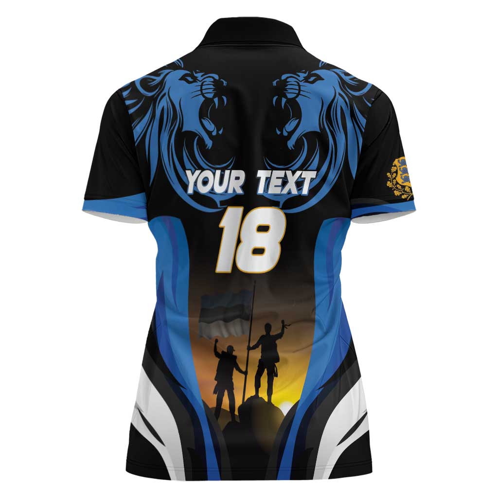 Custom Estonia National Flag Day Women Polo Shirt Mu isamaa, mu onn ja room