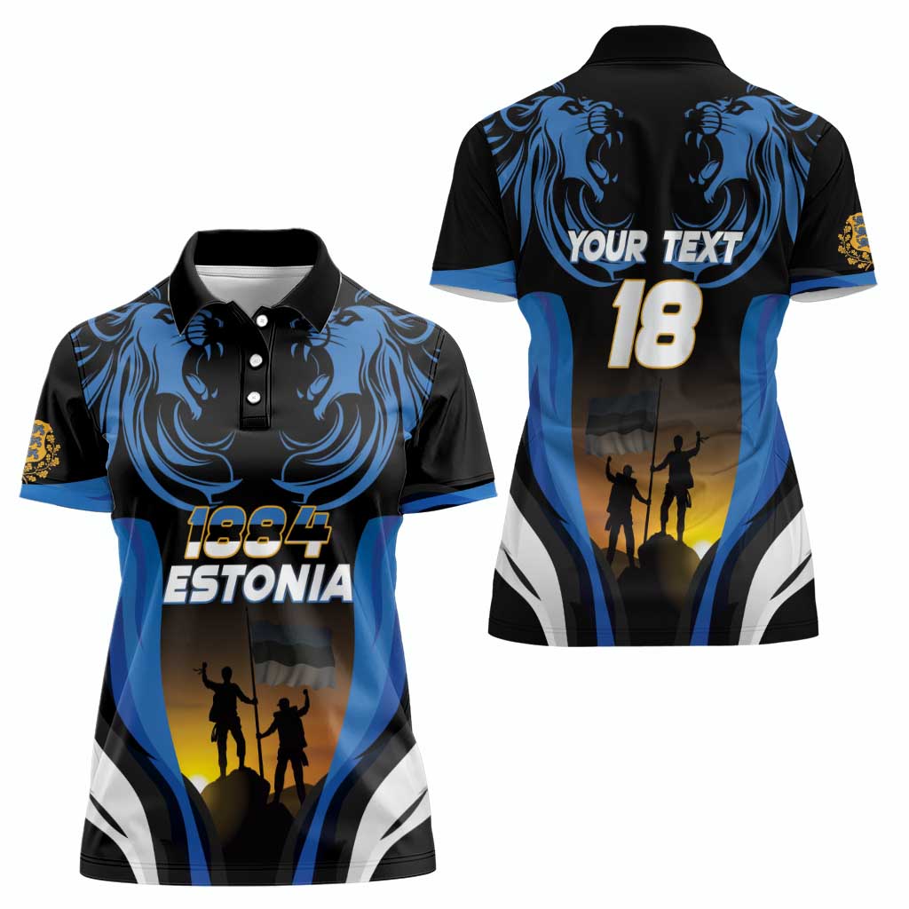 Custom Estonia National Flag Day Women Polo Shirt Mu isamaa, mu onn ja room