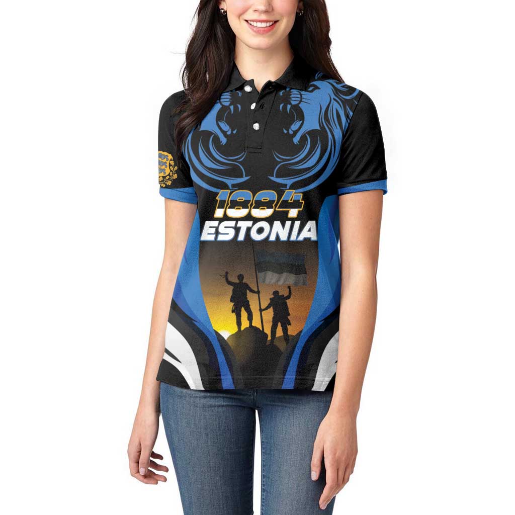 Custom Estonia National Flag Day Women Polo Shirt Mu isamaa, mu onn ja room