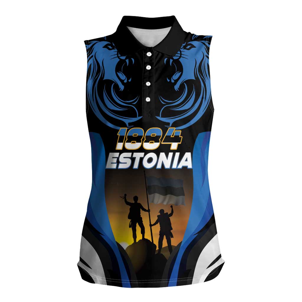 Custom Estonia National Flag Day Women Sleeveless Polo Shirt Mu isamaa, mu onn ja room