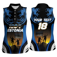 Custom Estonia National Flag Day Women Sleeveless Polo Shirt Mu isamaa, mu onn ja room