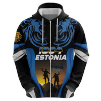 Custom Estonia National Flag Day Zip Hoodie Mu isamaa, mu onn ja room