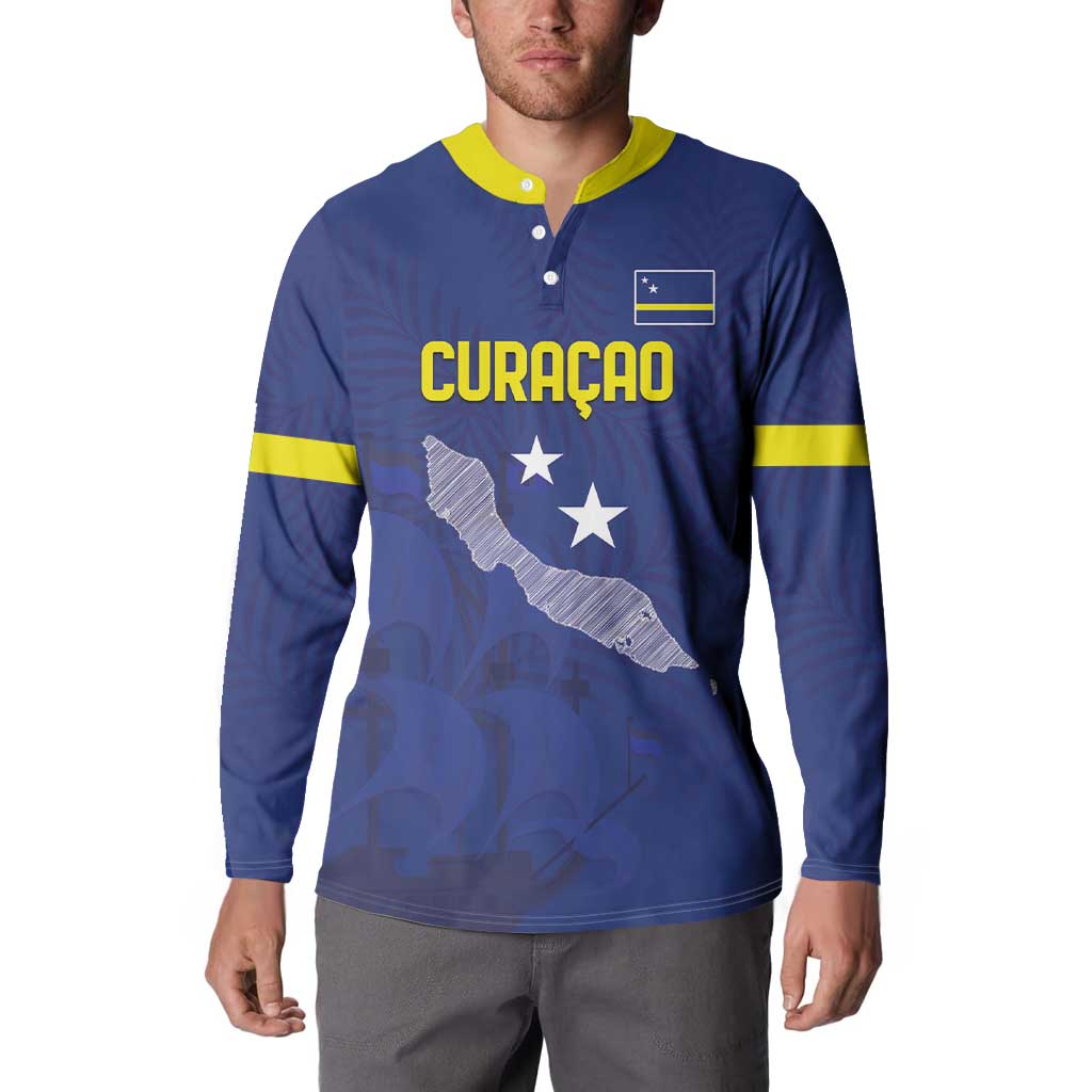 Custom Curacao Football Button Sweatshirt La Pantera Negra