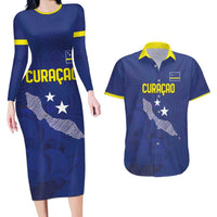 Custom Curacao Football Couples Matching Long Sleeve Bodycon Dress and Hawaiian Shirt La Pantera Negra