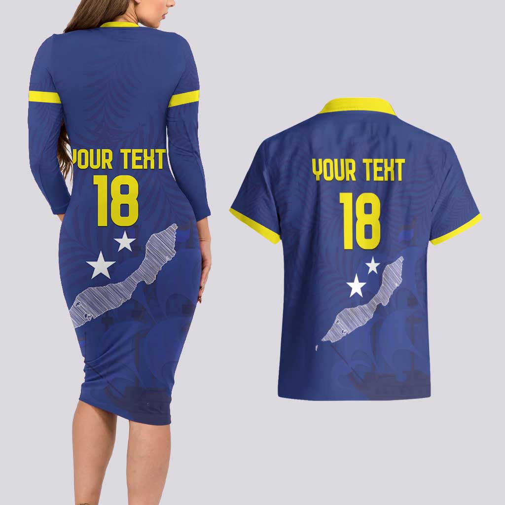 Custom Curacao Football Couples Matching Long Sleeve Bodycon Dress and Hawaiian Shirt La Pantera Negra