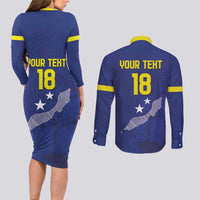 Custom Curacao Football Couples Matching Long Sleeve Bodycon Dress and Long Sleeve Button Shirt La Pantera Negra
