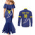 Custom Curacao Football Couples Matching Mermaid Dress and Long Sleeve Button Shirt La Pantera Negra
