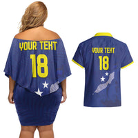 Custom Curacao Football Couples Matching Off Shoulder Short Dress and Hawaiian Shirt La Pantera Negra
