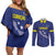 Custom Curacao Football Couples Matching Off Shoulder Short Dress and Long Sleeve Button Shirt La Pantera Negra