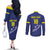 Custom Curacao Football Couples Matching Off The Shoulder Long Sleeve Dress and Long Sleeve Button Shirt La Pantera Negra