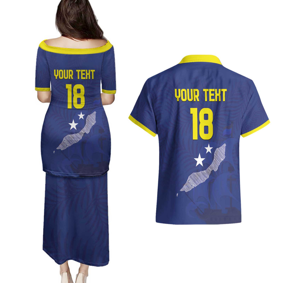 Custom Curacao Football Couples Matching Puletasi and Hawaiian Shirt La Pantera Negra