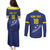 Custom Curacao Football Couples Matching Puletasi and Long Sleeve Button Shirt La Pantera Negra