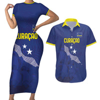 Custom Curacao Football Couples Matching Short Sleeve Bodycon Dress and Hawaiian Shirt La Pantera Negra