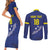 Custom Curacao Football Couples Matching Short Sleeve Bodycon Dress and Long Sleeve Button Shirt La Pantera Negra
