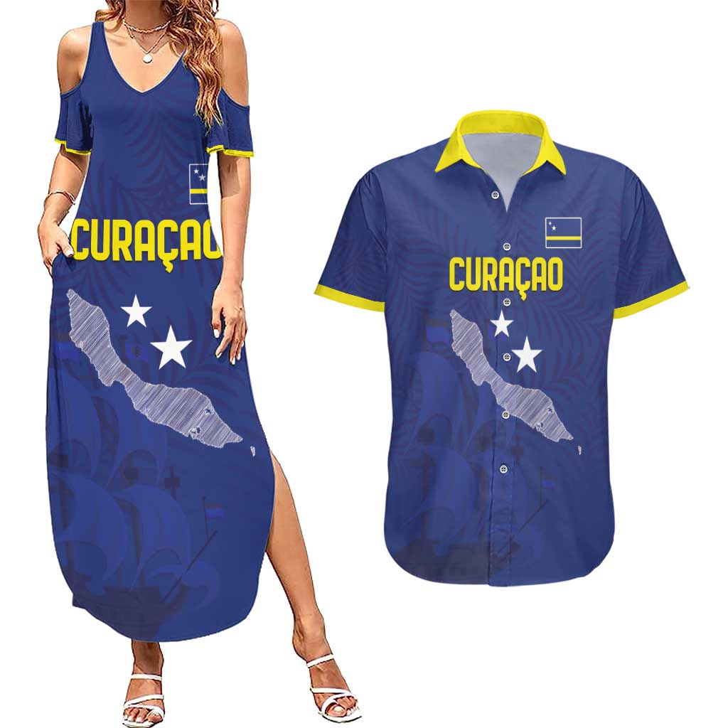 Custom Curacao Football Couples Matching Summer Maxi Dress and Hawaiian Shirt La Pantera Negra