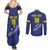 Custom Curacao Football Couples Matching Summer Maxi Dress and Long Sleeve Button Shirt La Pantera Negra