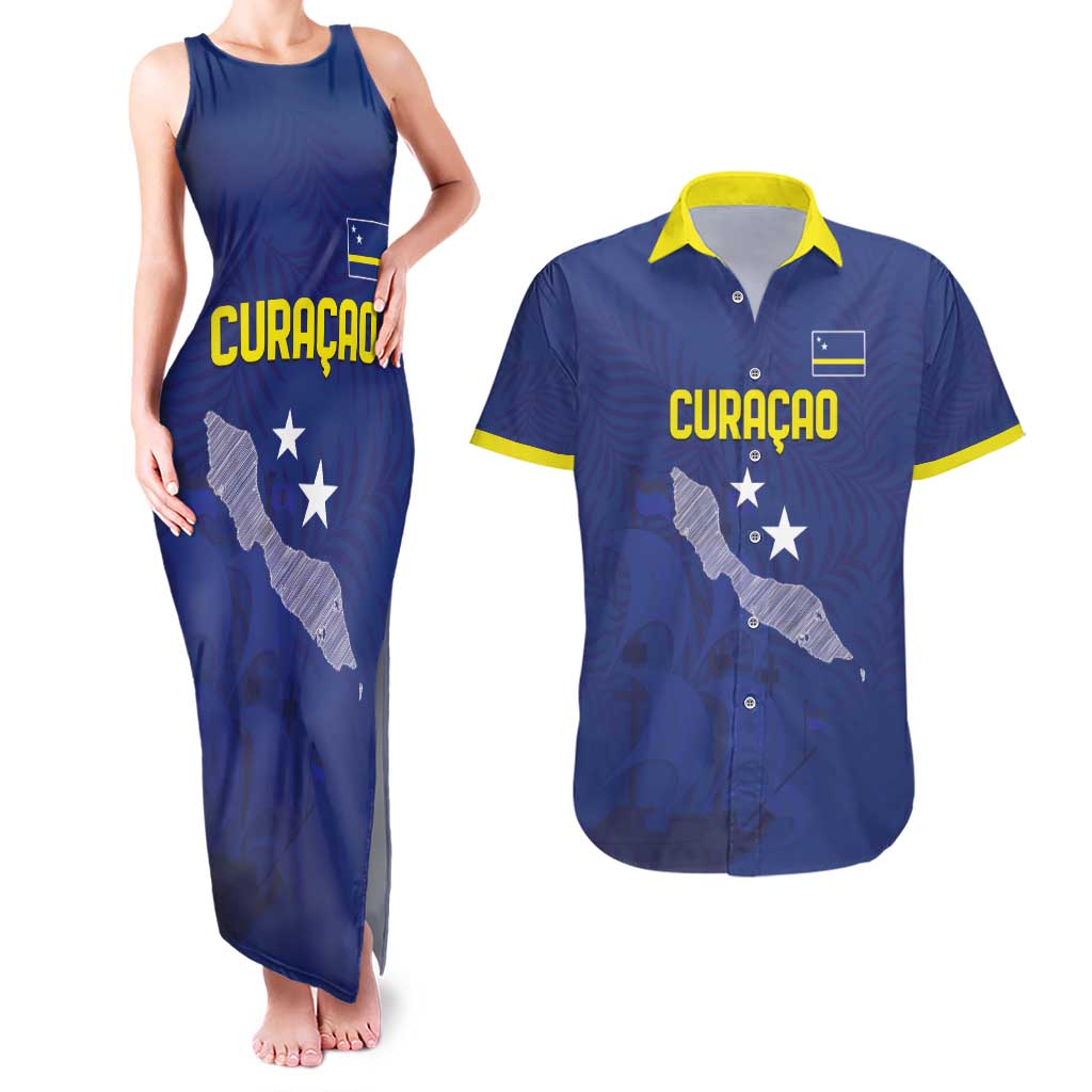 Custom Curacao Football Couples Matching Tank Maxi Dress and Hawaiian Shirt La Pantera Negra
