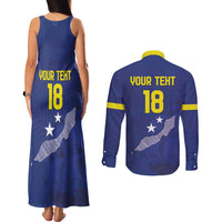 Custom Curacao Football Couples Matching Tank Maxi Dress and Long Sleeve Button Shirt La Pantera Negra