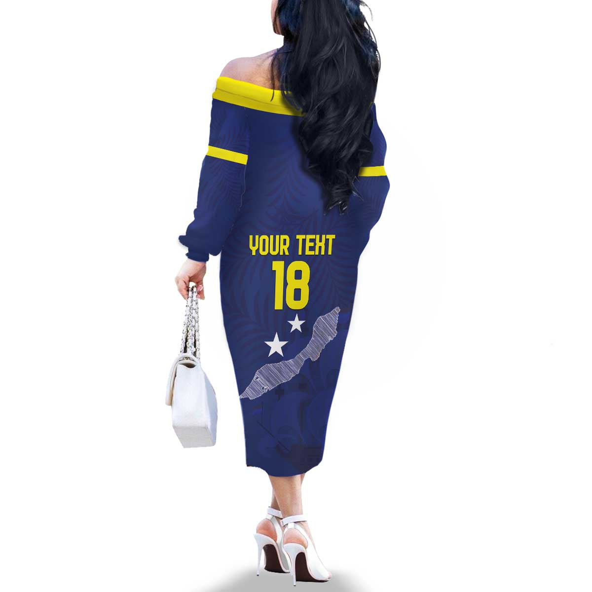 Custom Curacao Football Family Matching Off The Shoulder Long Sleeve Dress and Hawaiian Shirt La Pantera Negra