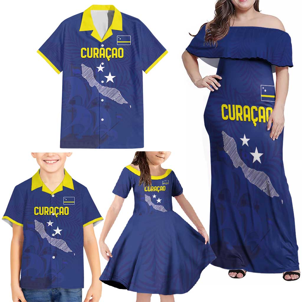 Custom Curacao Football Family Matching Off Shoulder Maxi Dress and Hawaiian Shirt La Pantera Negra