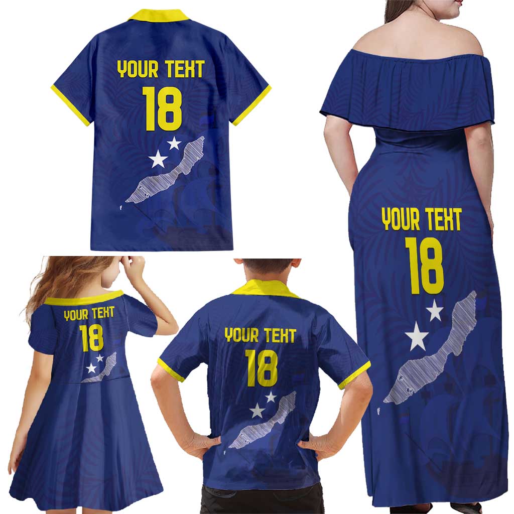 Custom Curacao Football Family Matching Off Shoulder Maxi Dress and Hawaiian Shirt La Pantera Negra